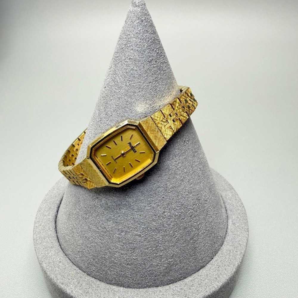 Vintage Phasar Ladies Watch 6" Gold Plated Signed Classic READ‎